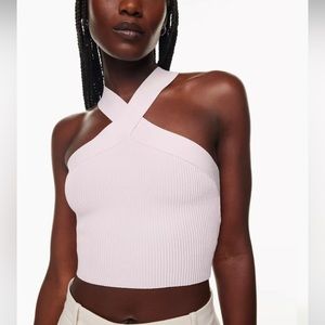 Aritzia Babaton Sculpt Knit Criss Cross Cropped Tank — light lilac, Medium